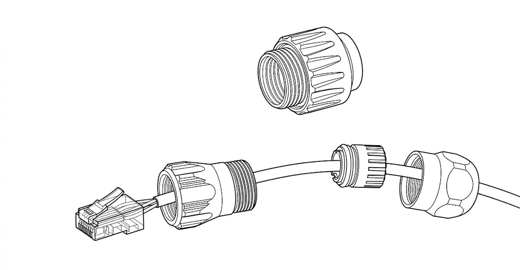RJ45 waterproof cable gland connection steps