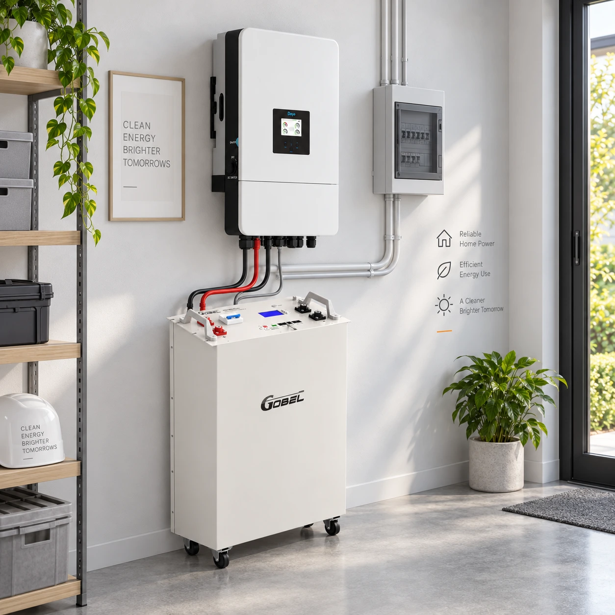 Gobel Powerfable 16kWh Battery System paired with Deye 12kW Hybrid Inverter